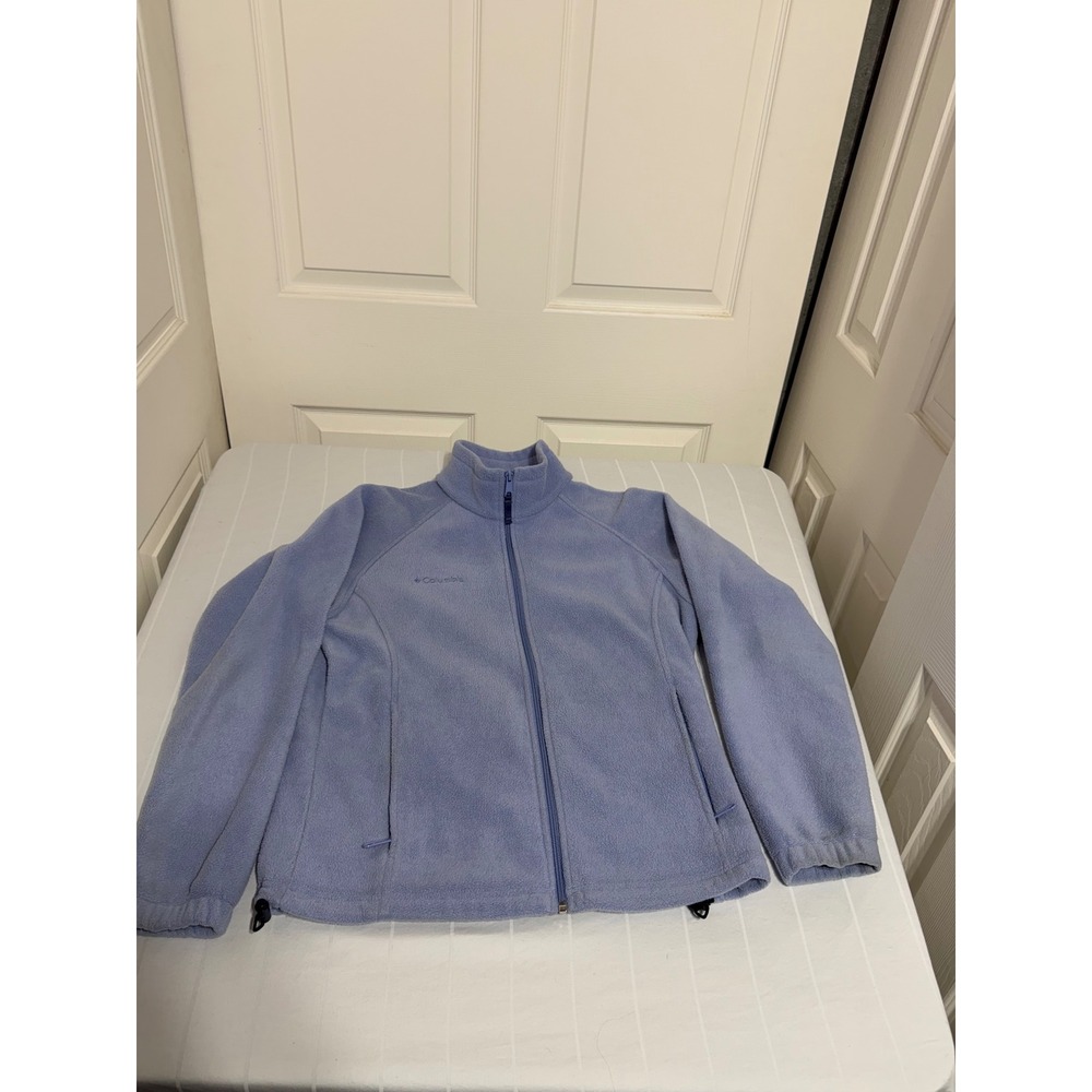 Columbia Womens Fleece Jacket Periwinkle Blue Full Zip Mock Neck XL6511 Size M